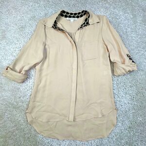 Diane Von Furstenberg Silk Roll Tab Sleeve Blouse